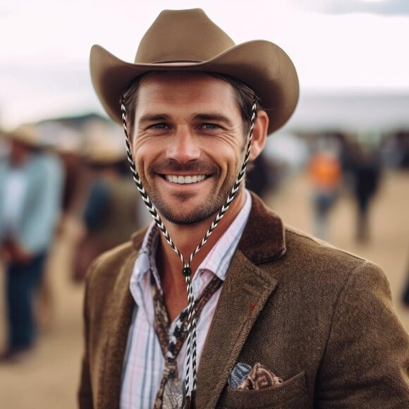 Western Braided Hat Chin Straps Set Removable Tassels for Men Women